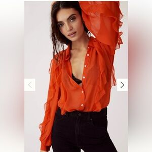 Anthropologie Maeve Ruffled Buttondown